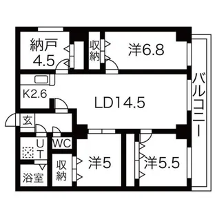 ルーデンスプレイス宮丘弐番館【4階】の間取り