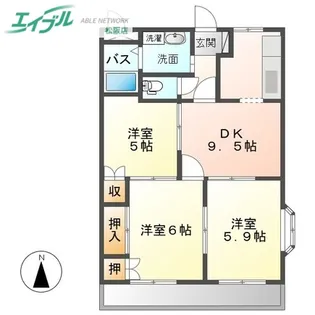 コンフォールハイランドI【1階】の間取り