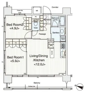 イプセ多摩川緑地【9階】の間取り
