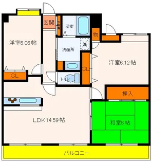 東京都立川市高松町3【マンション】の間取り