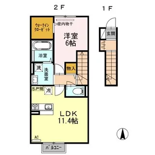 新潟県長岡市美沢3【アパート】の間取り