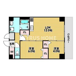 ベルビオラ阿倍野【7階】の間取り