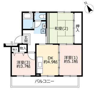 UR西菅田【4階】の間取り