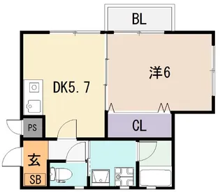 小若江ハイツ【2階】の間取り