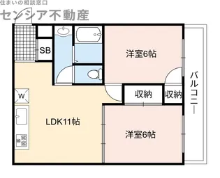 グリーンスクエア三ツ島【4階】の間取り