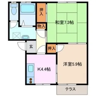 アミューズ花ノ木【1階】の間取り