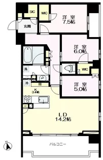 ザ・パークハウス武蔵野中町【7階】の間取り