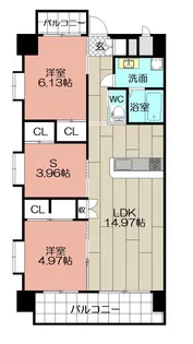 ギャラン二島【9階】の間取り