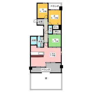 ライオンズマンション岩塚【1階】の間取り