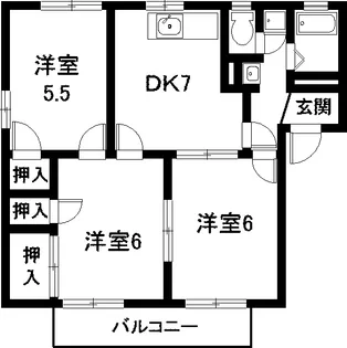 リヴ大吉 A棟【2階】の間取り