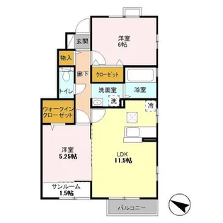 フォンティーヌ 弐番館【1階】の間取り