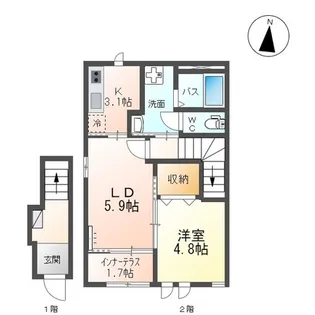 Felice・Rosa(フェリーチェ・ローザ)II【2階】の間取り