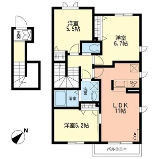 ROCKWELL B【2階】の間取り