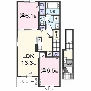 ベルカーナ福【2階】の間取り