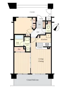 ダイアパレスグランデージ横濱【7階】の間取り