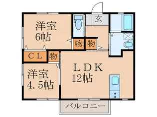 ライフステージ山野 B棟【2階】の間取り