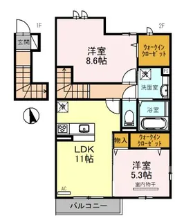 フローラ土生B棟【2階】の間取り