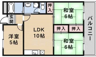 箕面エメラルドハイツ【3階】の間取り