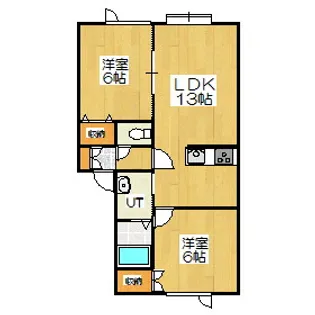 2LDKの間取り画像