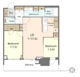 2LDKの間取り画像