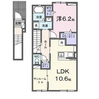 香川県綾歌郡綾川町滝宮【アパート】の間取り
