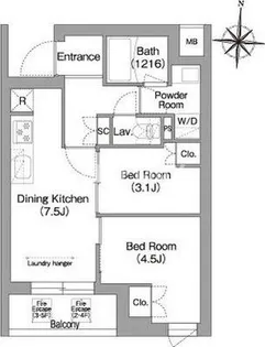 コンフォリア・リヴ南品川【3階】の間取り