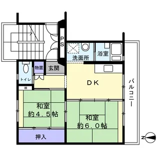 ビレッジハウス陸前高田1号棟【2階】の間取り