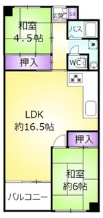 夢野ハイタウン3号棟【3階】の間取り