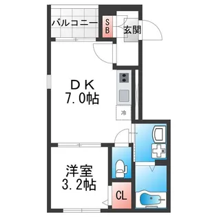 1DKの間取り画像
