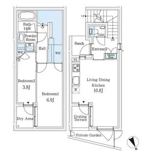 AGRATIO TERRACE 恵比寿【1階】の間取り