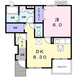バースプレイス弐番館【1階】の間取り