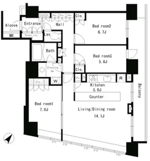 パークアクシス日本橋ステージ【9階】の間取り