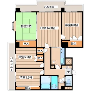 ロイヤルヒルズ台原I【4階】の間取り