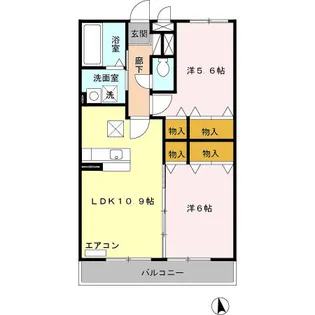 スカイヒル横濱六ツ川B棟【3階】の間取り