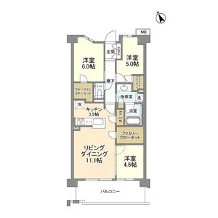 プラウド川崎矢向【5階】の間取り