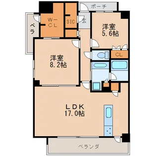 アンアージュ白壁【6階】の間取り