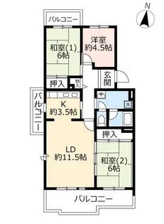URグリーンタウン槇島【5階】の間取り