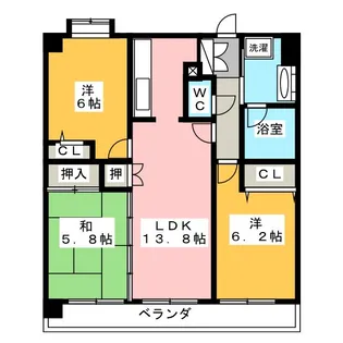 サンクレイドル高崎ガーデンコート【3階】の間取り