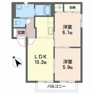 シャンボール D【2階】の間取り