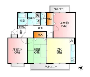 パステル東林間【1階】の間取り
