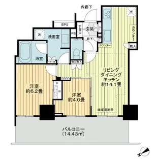 ドレッセタワー武蔵小杉【23階】の間取り