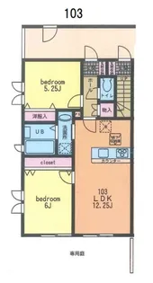 パイングローフラット【1階】の間取り