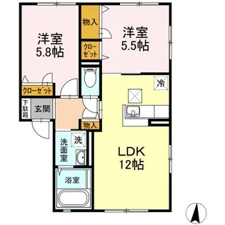 ボヌール羽屋H【1階】の間取り