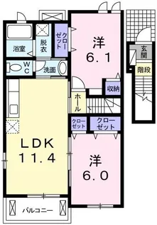 広島県広島市東区福田8【アパート】の間取り