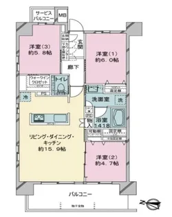 グランコスモザ・リゾート豊崎【13階】の間取り