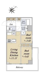 クレストコート旗の台【3階】の間取り