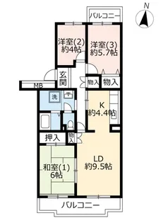 UR千葉ニュータウン原山第二【5階】の間取り