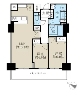 ロイヤルパークスER万代【8階】の間取り