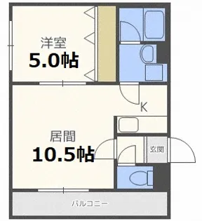 ウォームズライフ菊水【4階】の間取り
