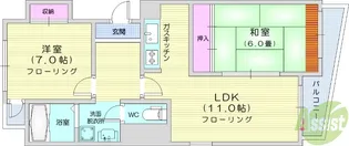 西公園マンション【4階】の間取り